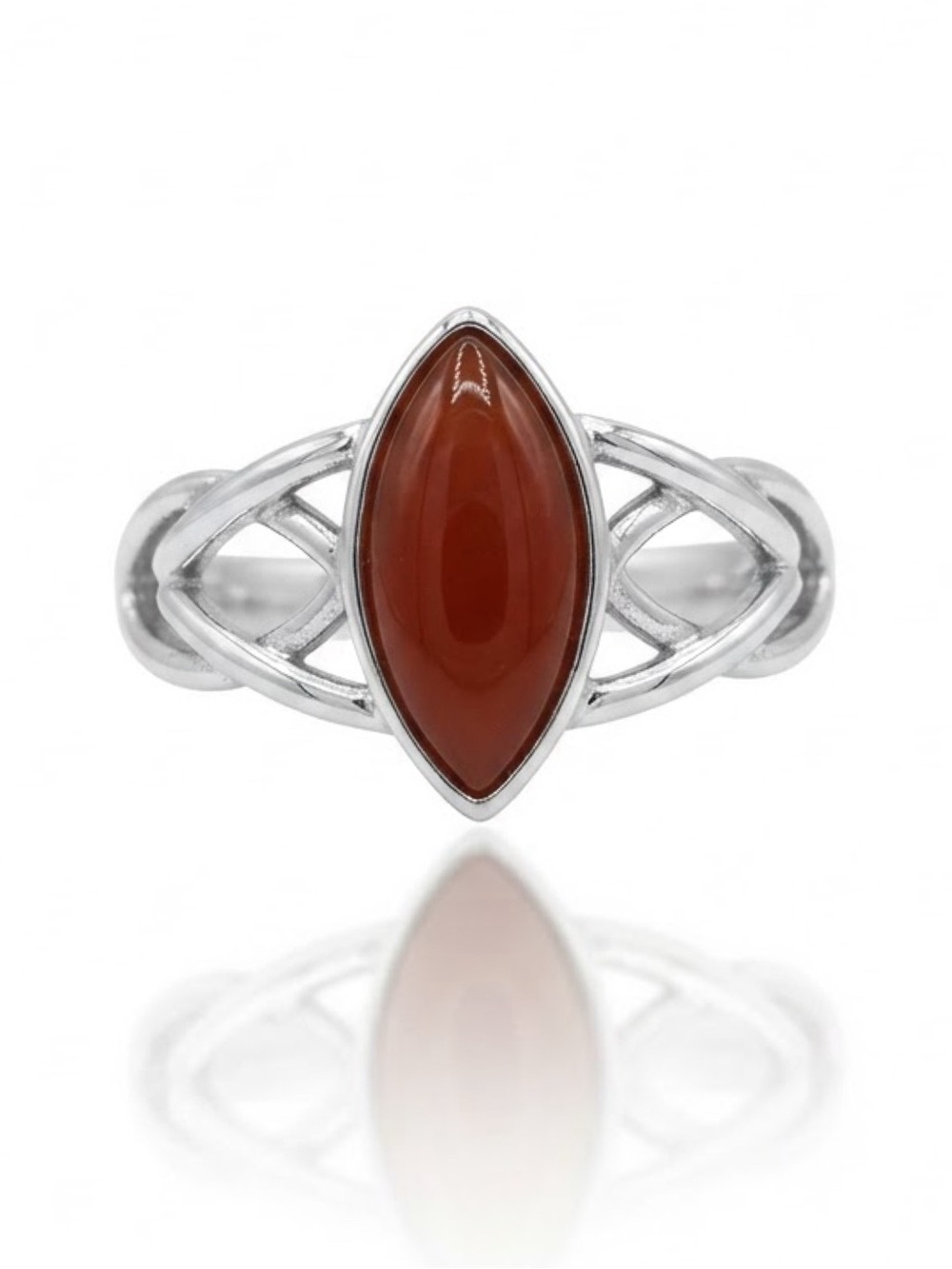 Vintage 925 Sterling Silver Carnelian Celtic Knot Ring Sz 5.5